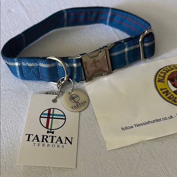 Tartan Terrors Other - Tart Blue Dog Collar with Metal Buckle and D-Ring
